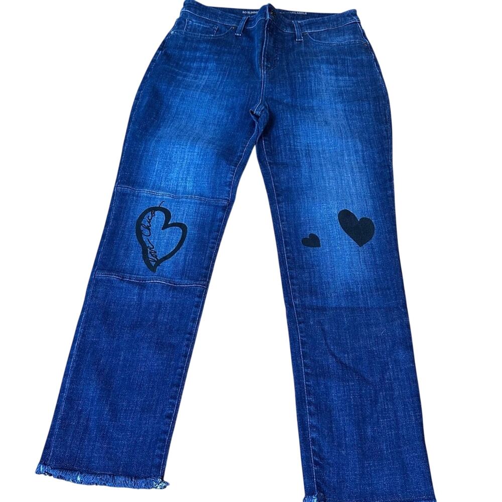 Chico's Blue Ankle & Cropped Jeans with Black Heart Accents